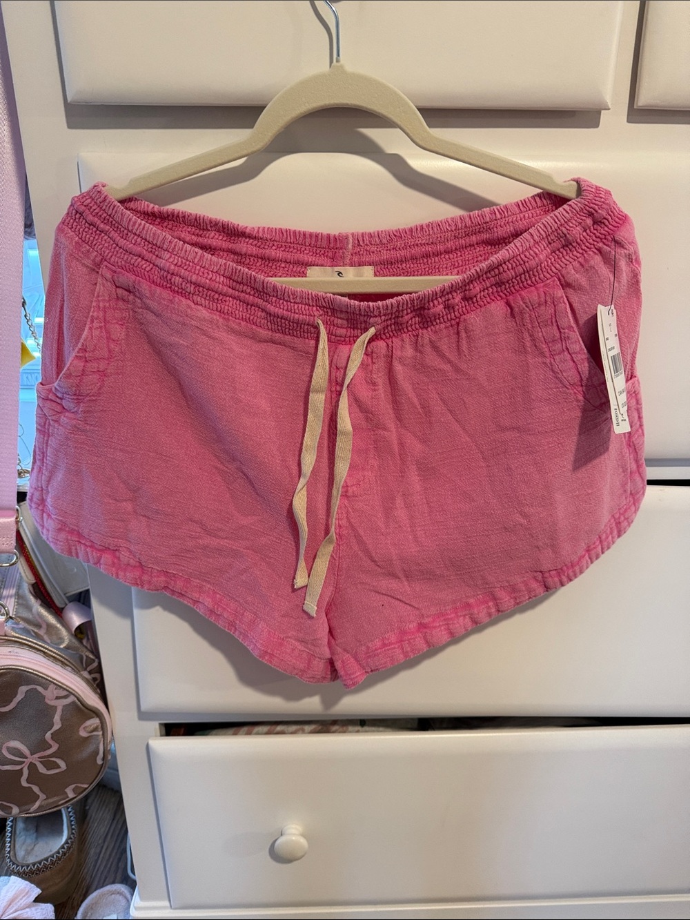Rip Curl Pink Drawstring Pull-On Athletic Shorts